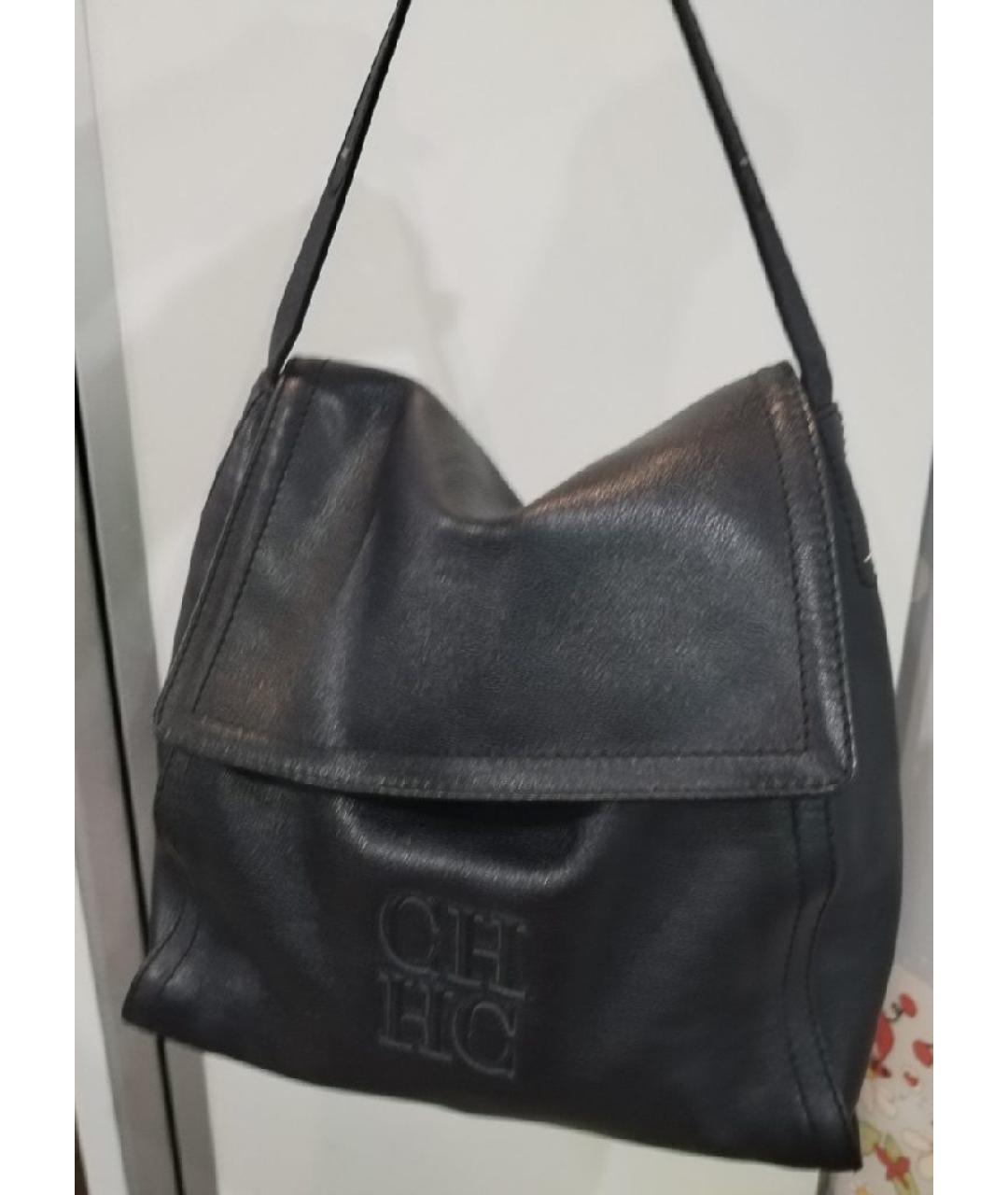 CAROLINA HERRERA Черная кожаная сумка тоут, фото 2