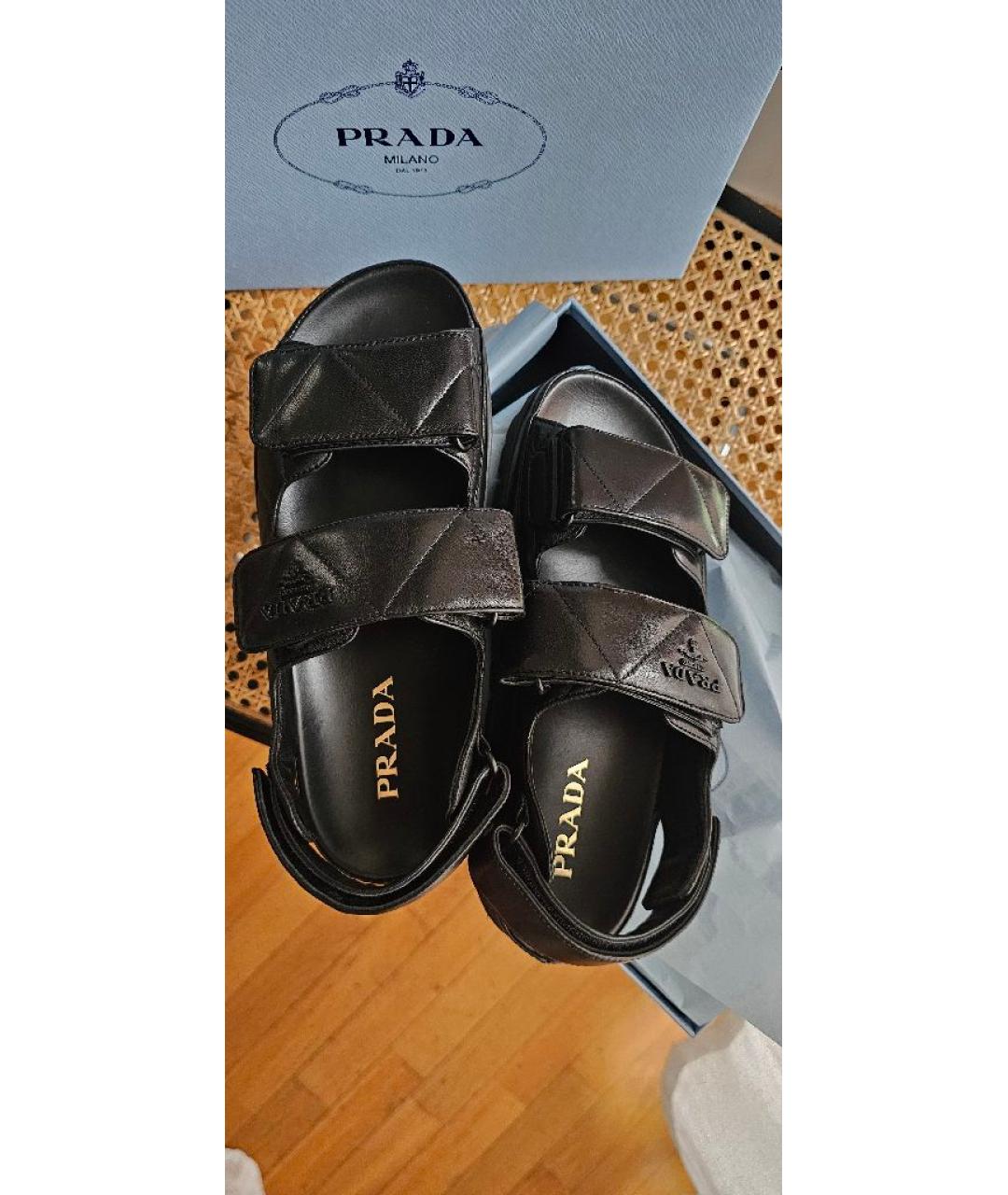 PRADA Черные кожаные сандалии, фото 3