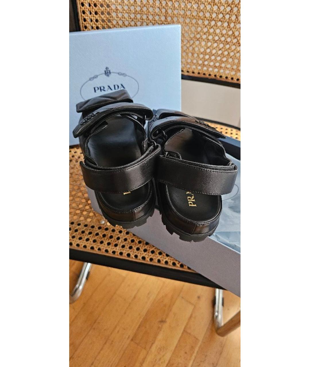 PRADA Черные кожаные сандалии, фото 4
