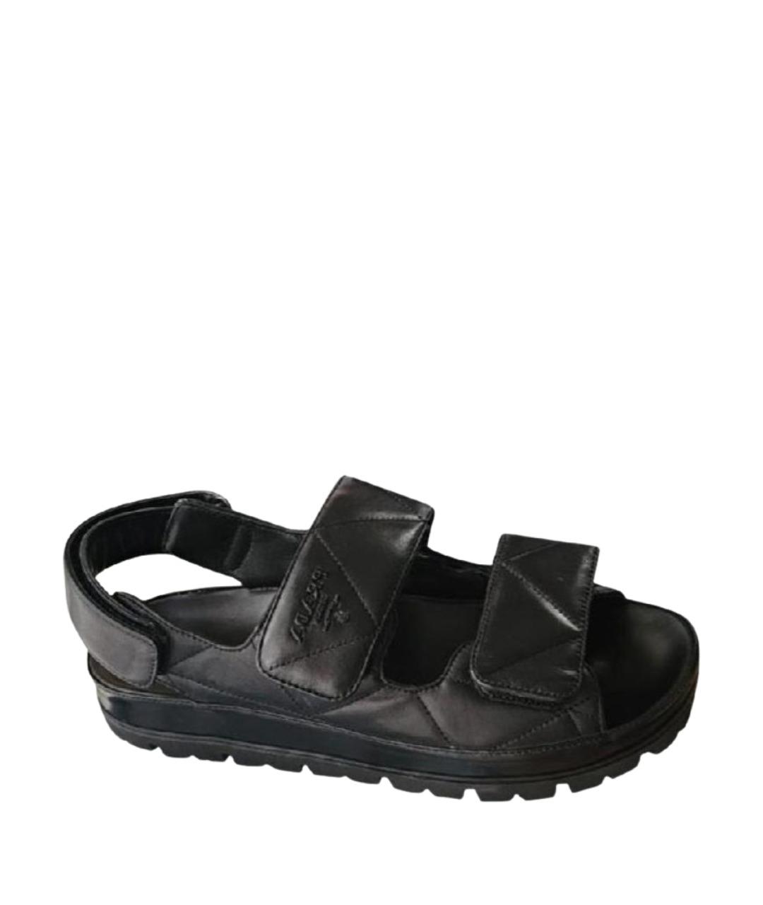 PRADA Черные кожаные сандалии, фото 1