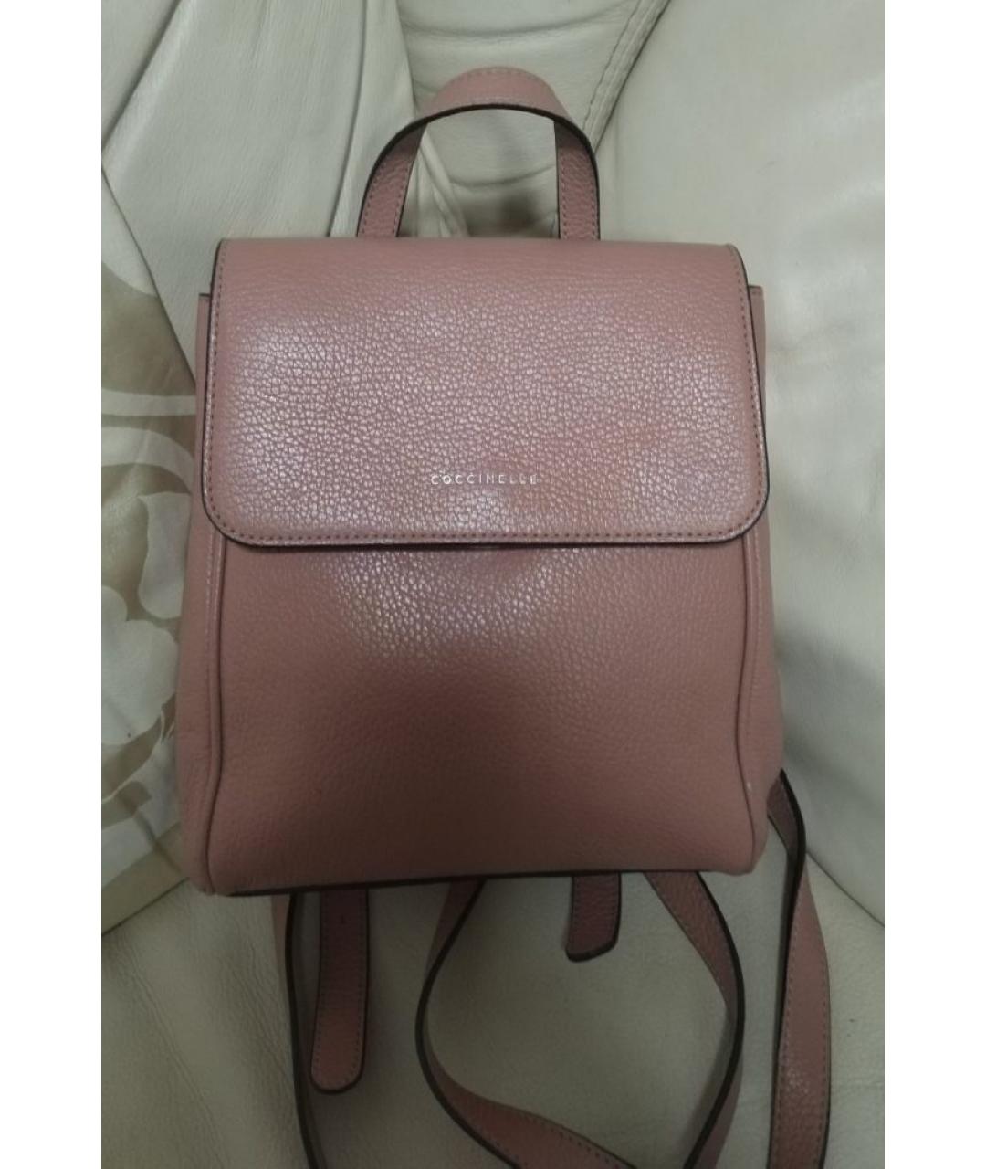 COCCINELLE Розовый кожаный рюкзак, фото 5
