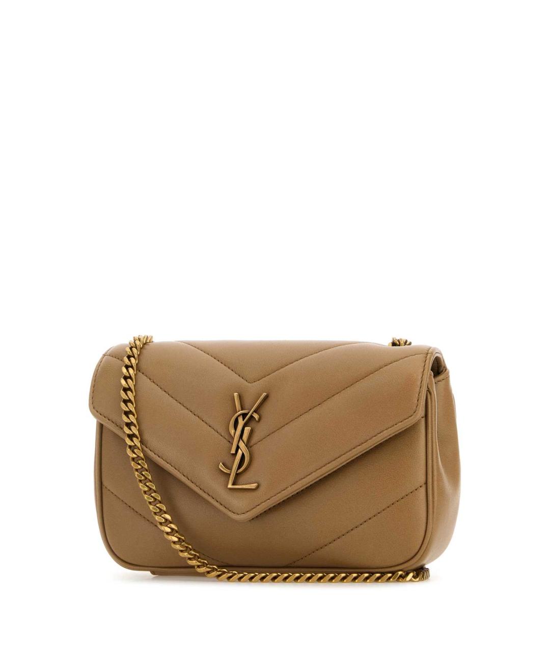 SAINT LAURENT Бежевая кожаная сумка через плечо, фото 2