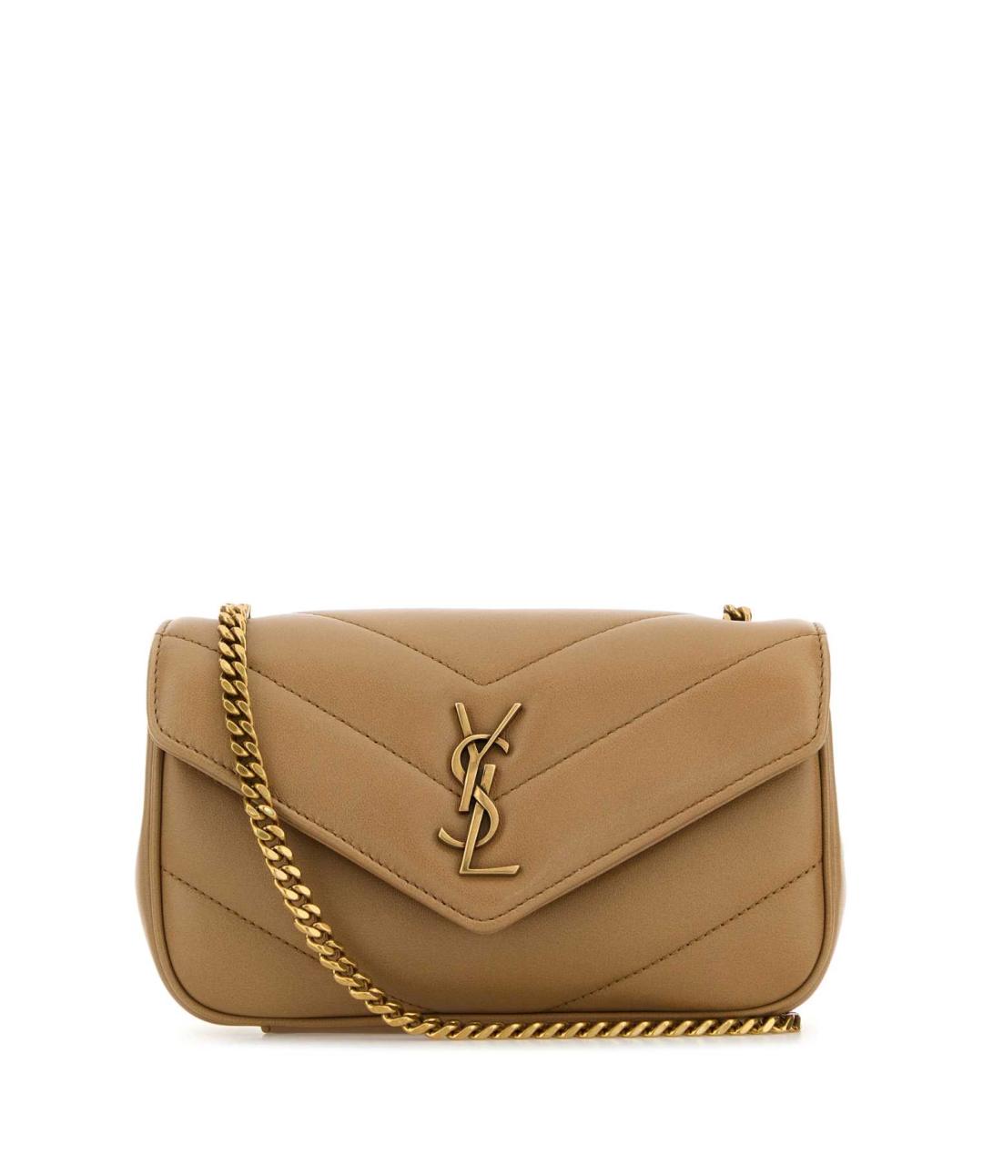 SAINT LAURENT Бежевая кожаная сумка через плечо, фото 1