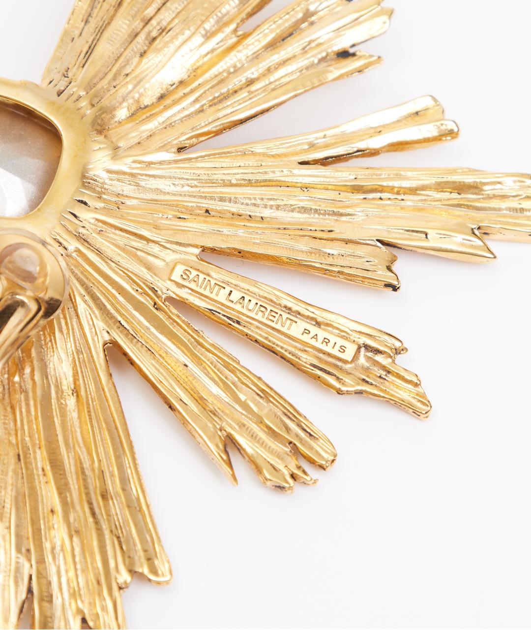 SAINT LAURENT Желтые металлические серьги, фото 3