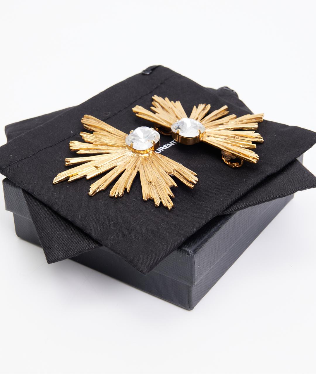 SAINT LAURENT Желтые металлические серьги, фото 5