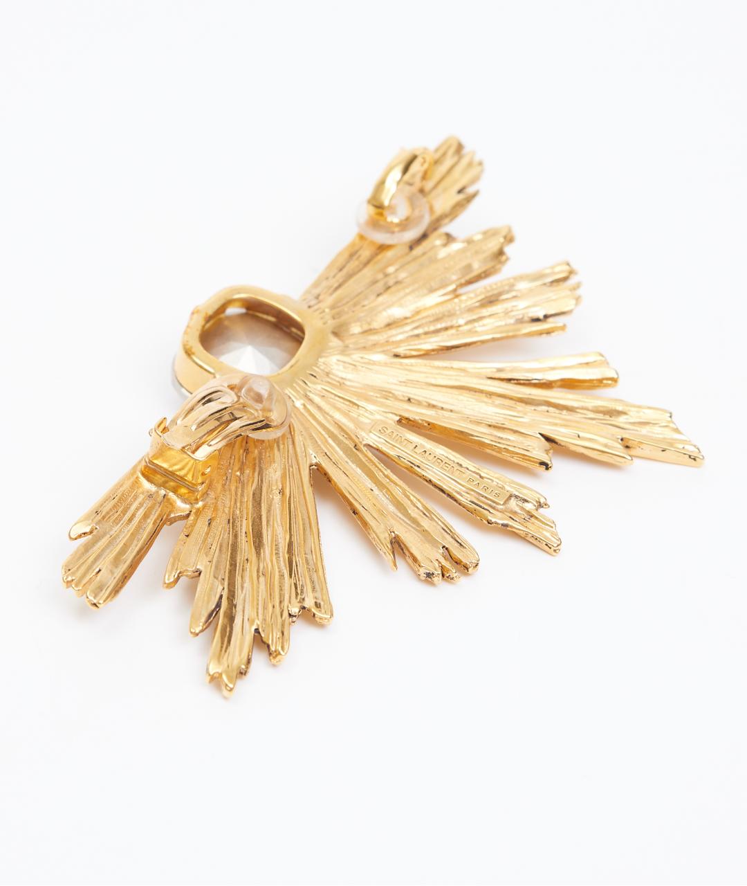 SAINT LAURENT Желтые металлические серьги, фото 4