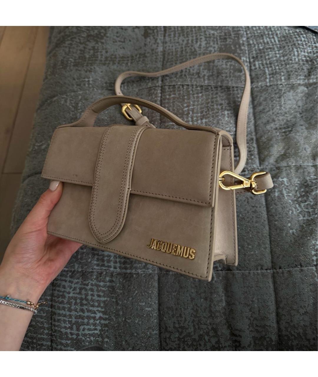 JACQUEMUS Бежевая замшевая сумка через плечо, фото 2