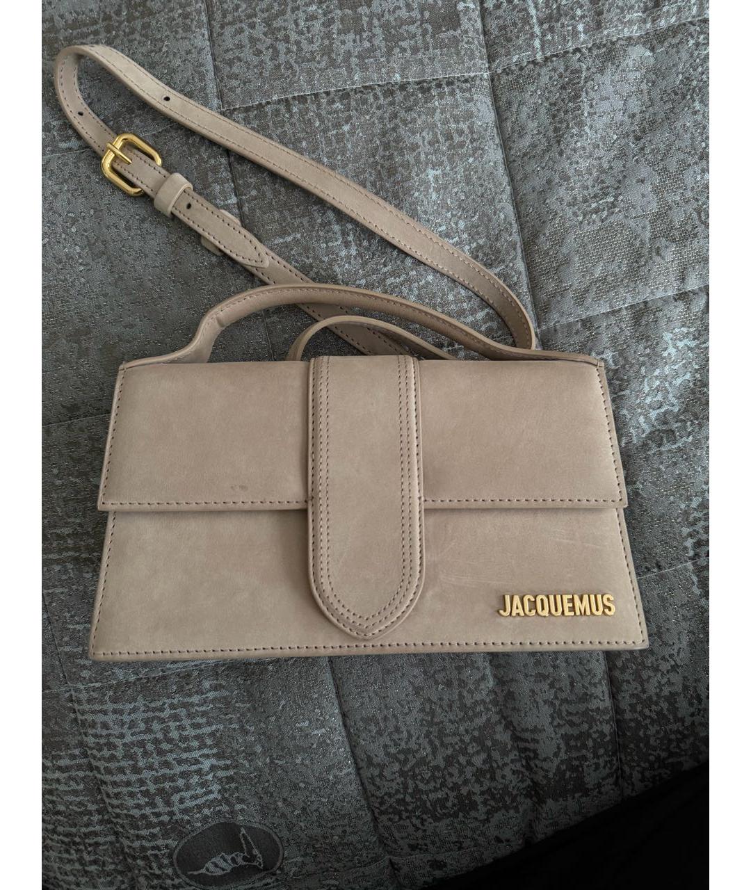 JACQUEMUS Бежевая замшевая сумка через плечо, фото 5