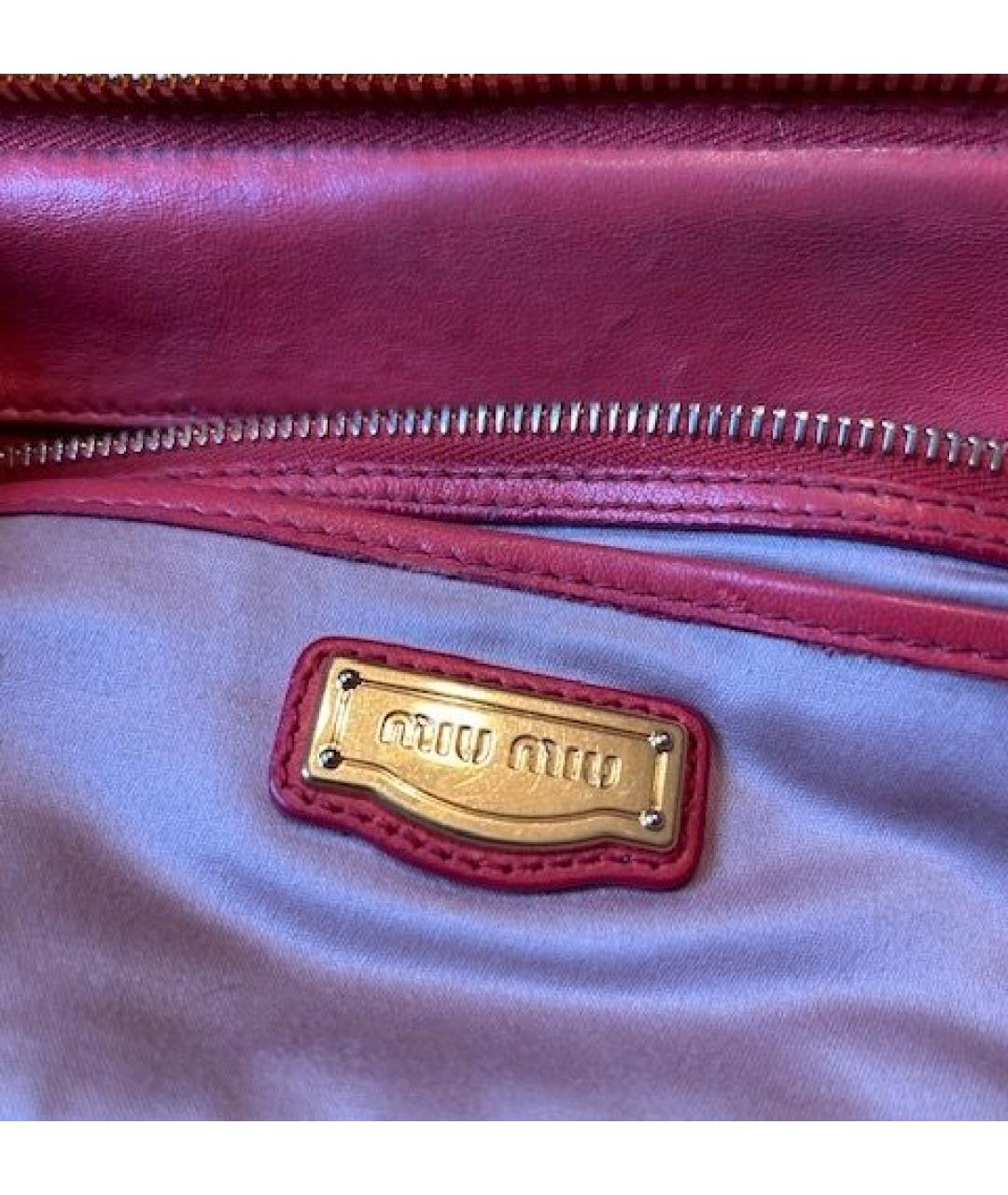 MIU MIU Бордовая кожаная сумка с короткими ручками, фото 7