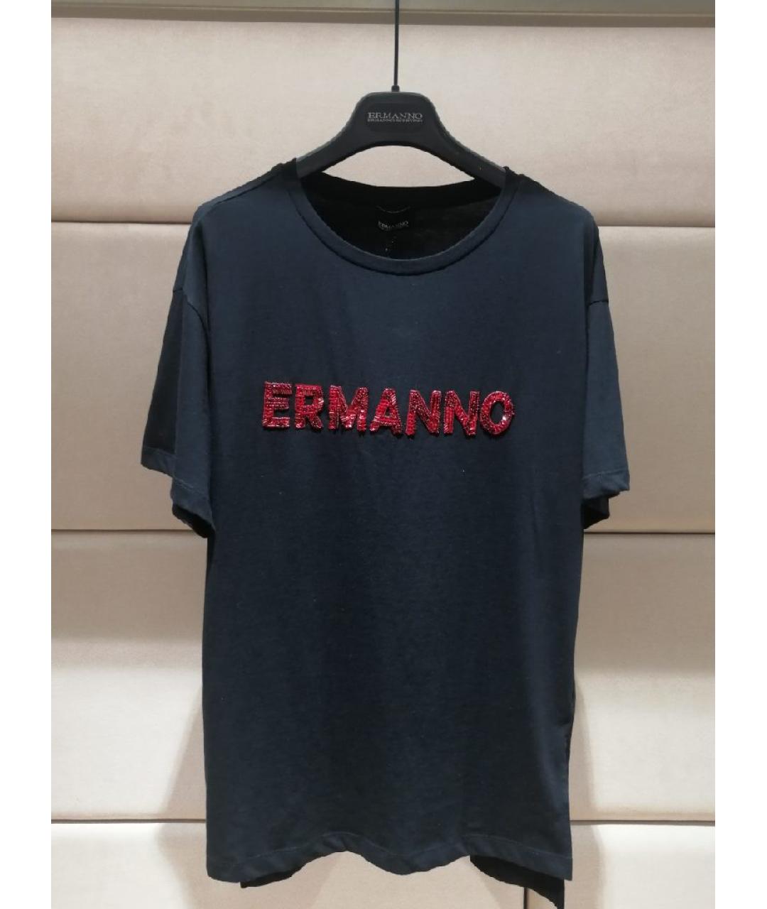 ERMANNO SCERVINO Черная хлопковая футболка, фото 3