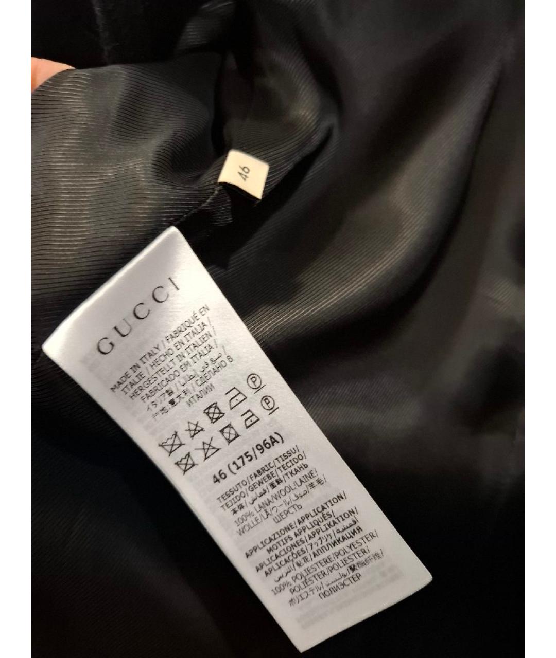 GUCCI Черное шерстяное пальто, фото 5