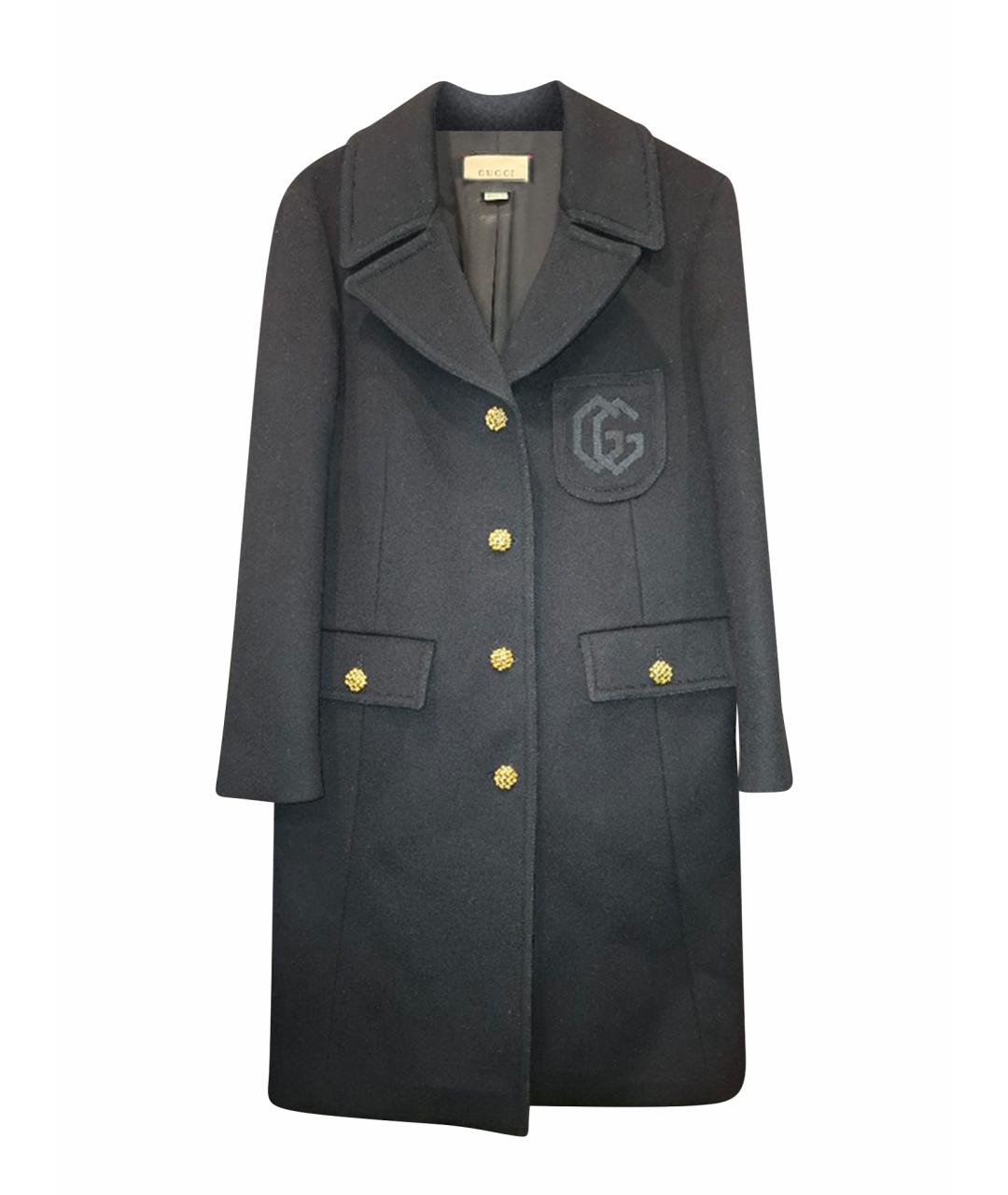 GUCCI Черное шерстяное пальто, фото 1