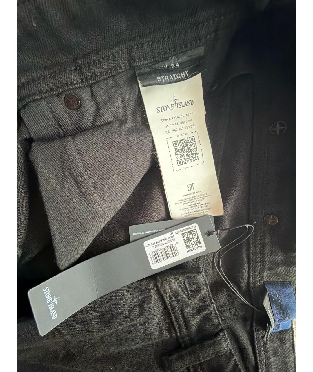 STONE ISLAND Черные хлопковые прямые джинсы, фото 5