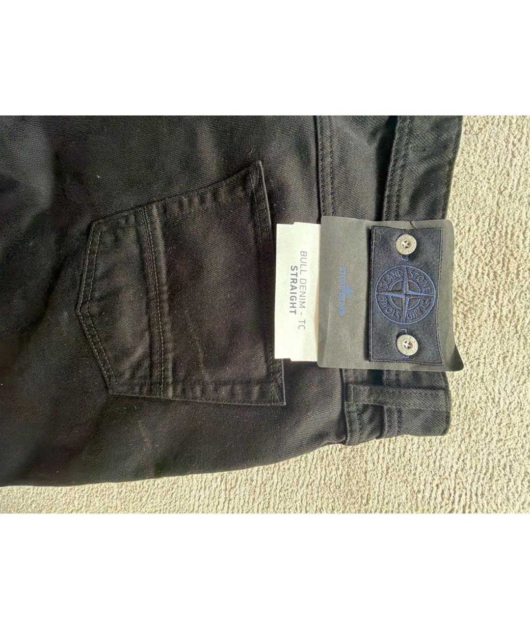 STONE ISLAND Черные хлопковые прямые джинсы, фото 6