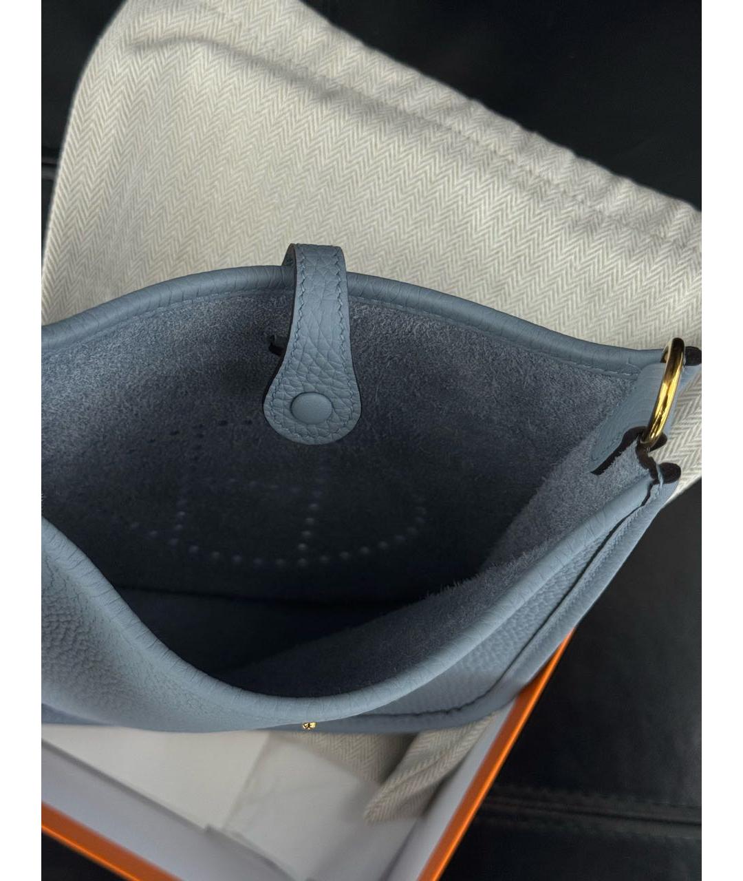 HERMES Голубая кожаная сумка через плечо, фото 7
