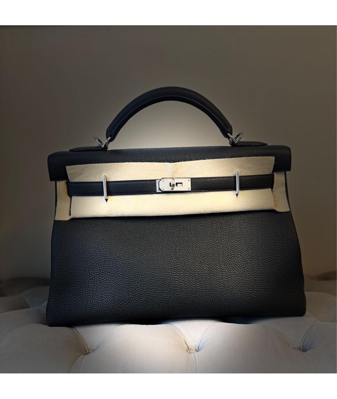 HERMES Черная кожаная сумка на плечо, фото 4