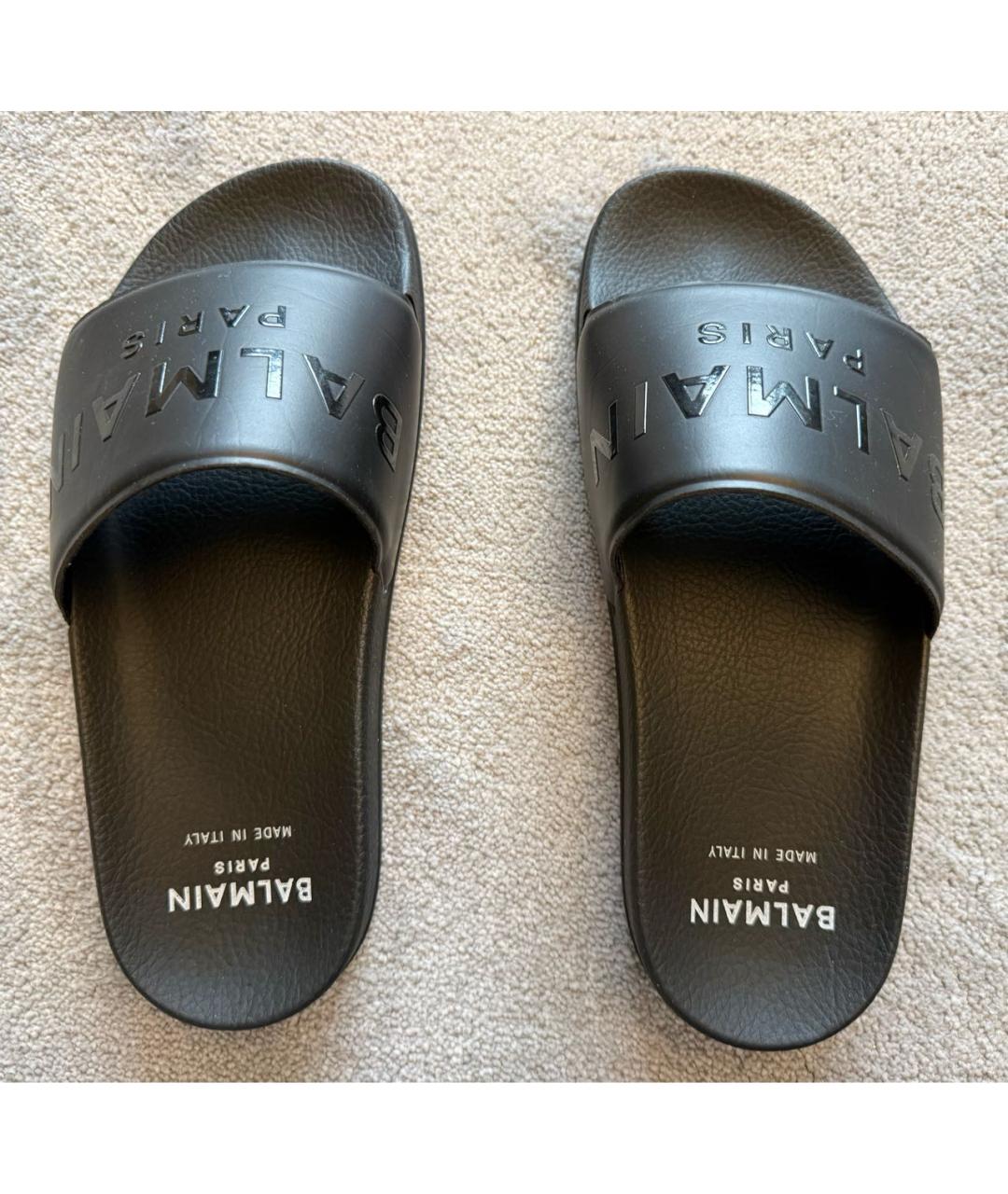 BALMAIN Черные резиновые шлепанцы, фото 3