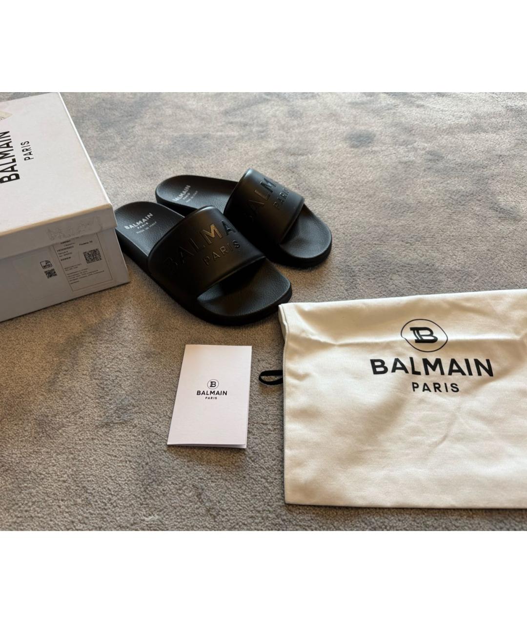 BALMAIN Черные резиновые шлепанцы, фото 5
