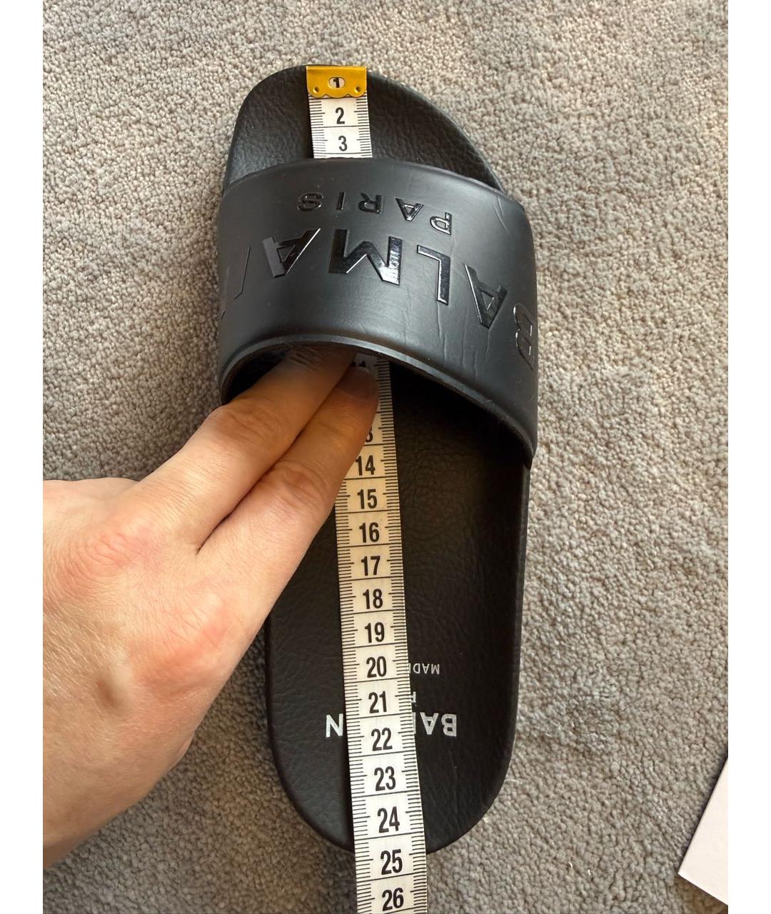 BALMAIN Черные резиновые шлепанцы, фото 8