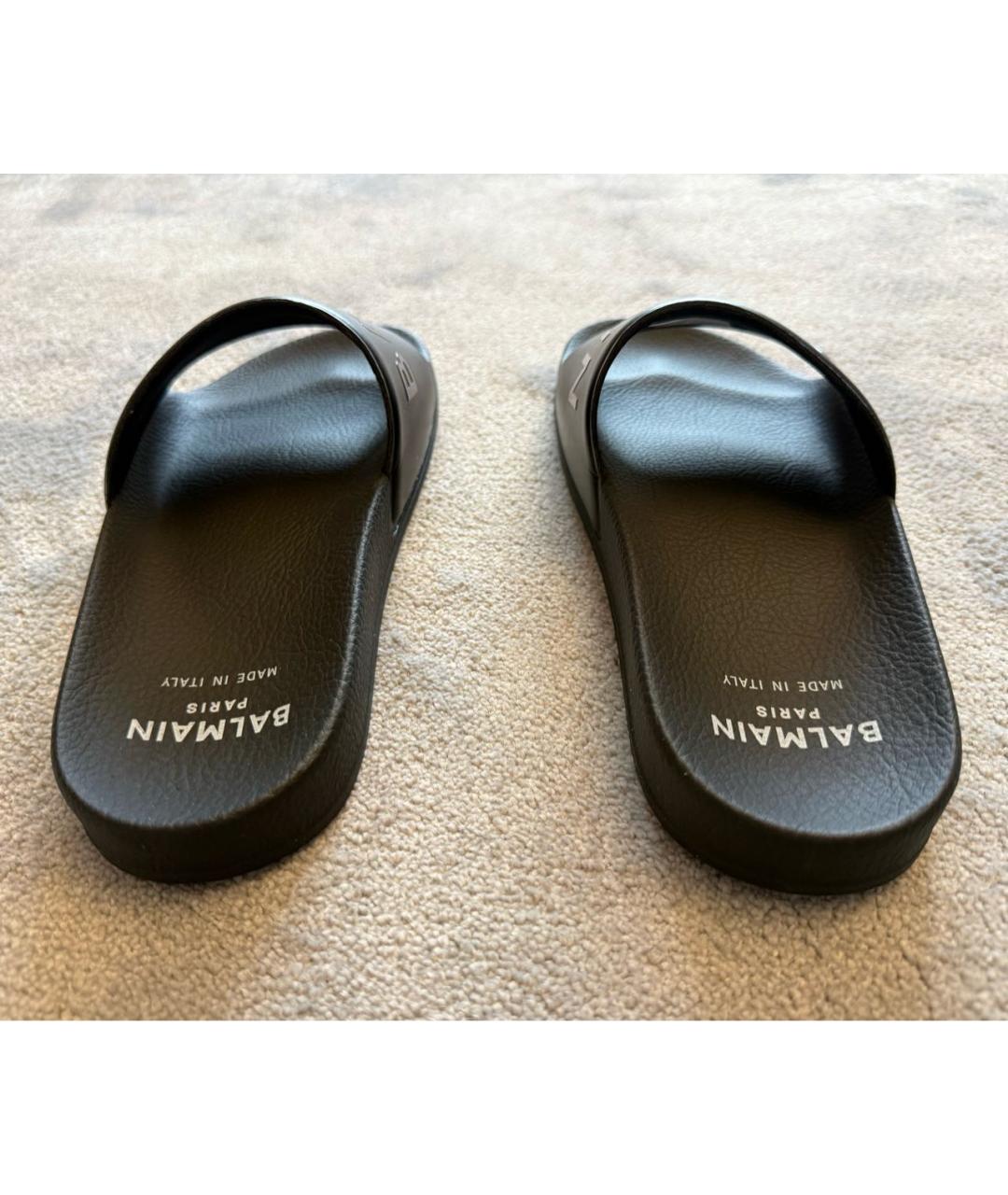 BALMAIN Черные резиновые шлепанцы, фото 4