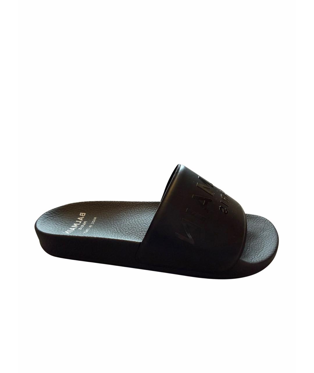 BALMAIN Черные резиновые шлепанцы, фото 1