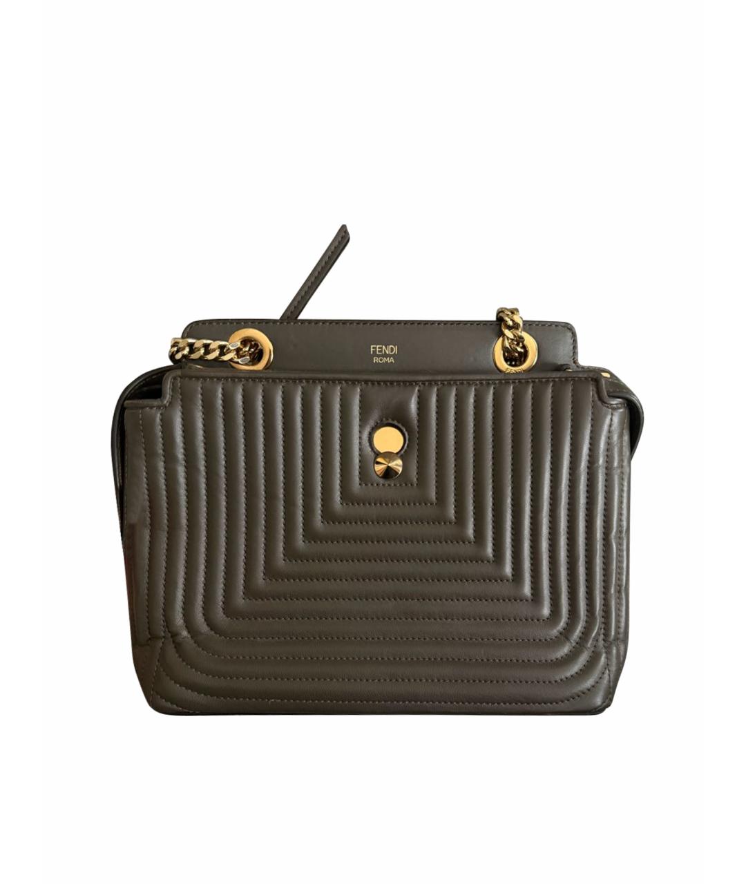 FENDI Хаки кожаная сумка через плечо, фото 1