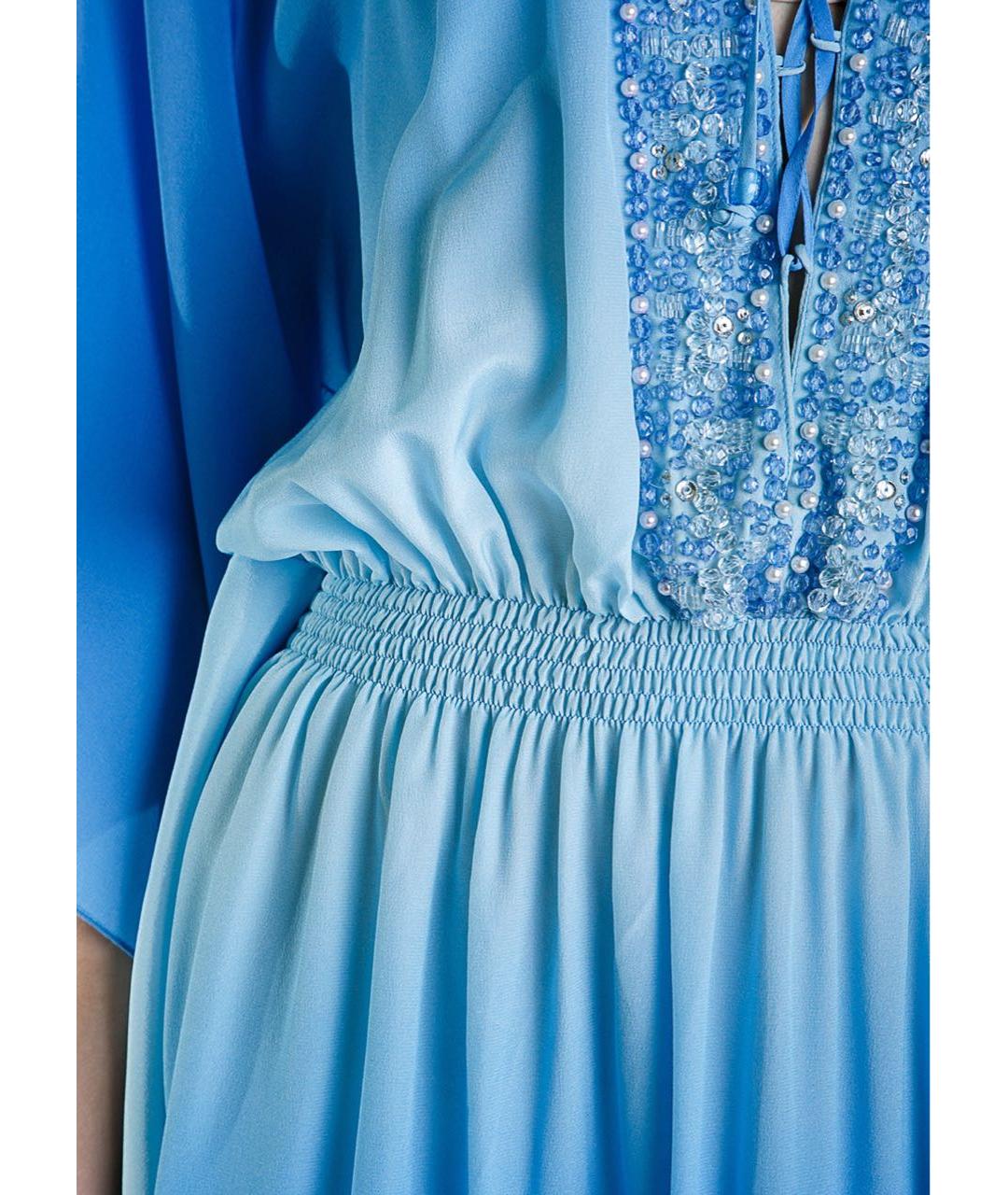 BLUMARINE Голубое шелковое коктейльное платье, фото 4