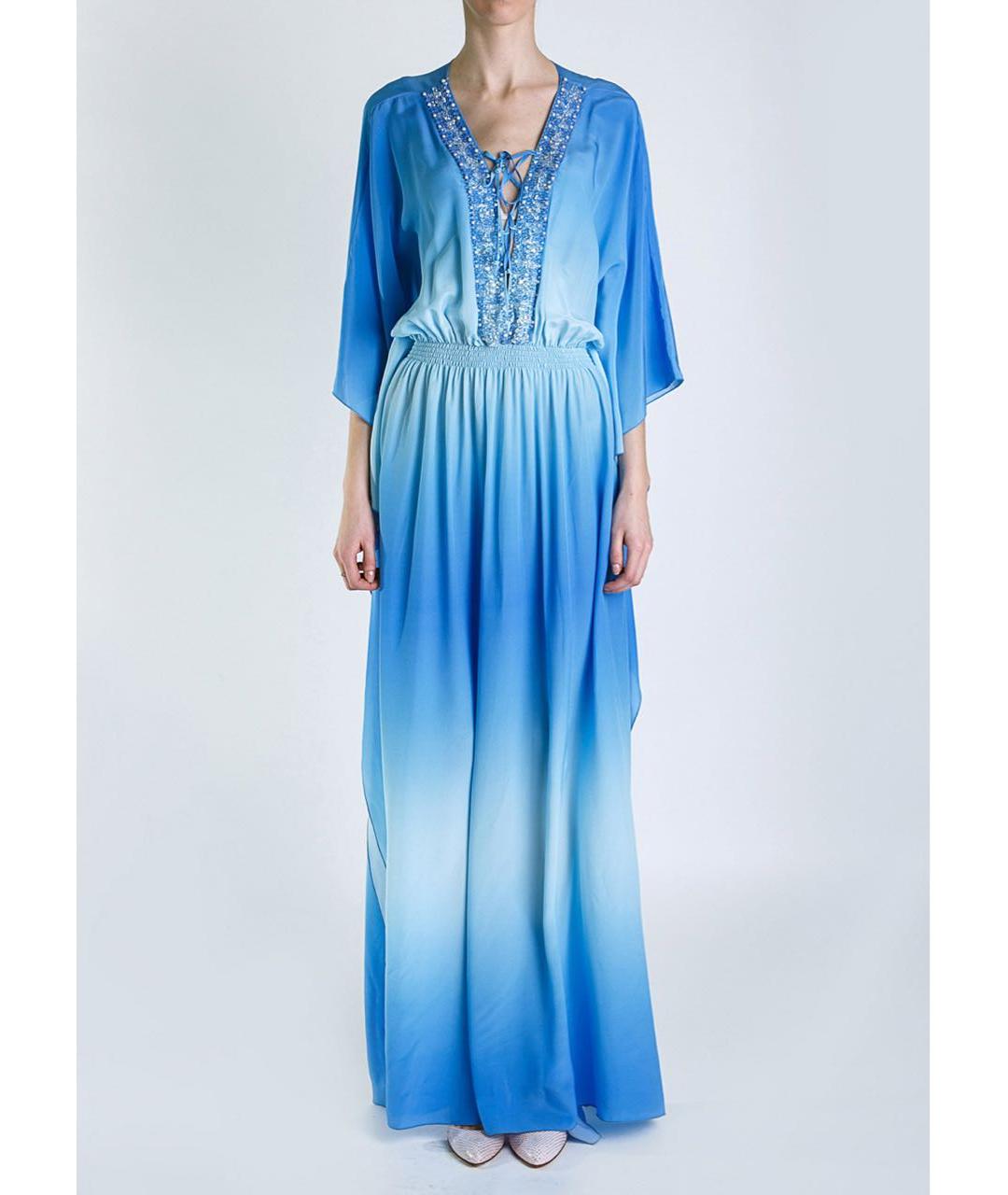 BLUMARINE Голубое шелковое коктейльное платье, фото 2