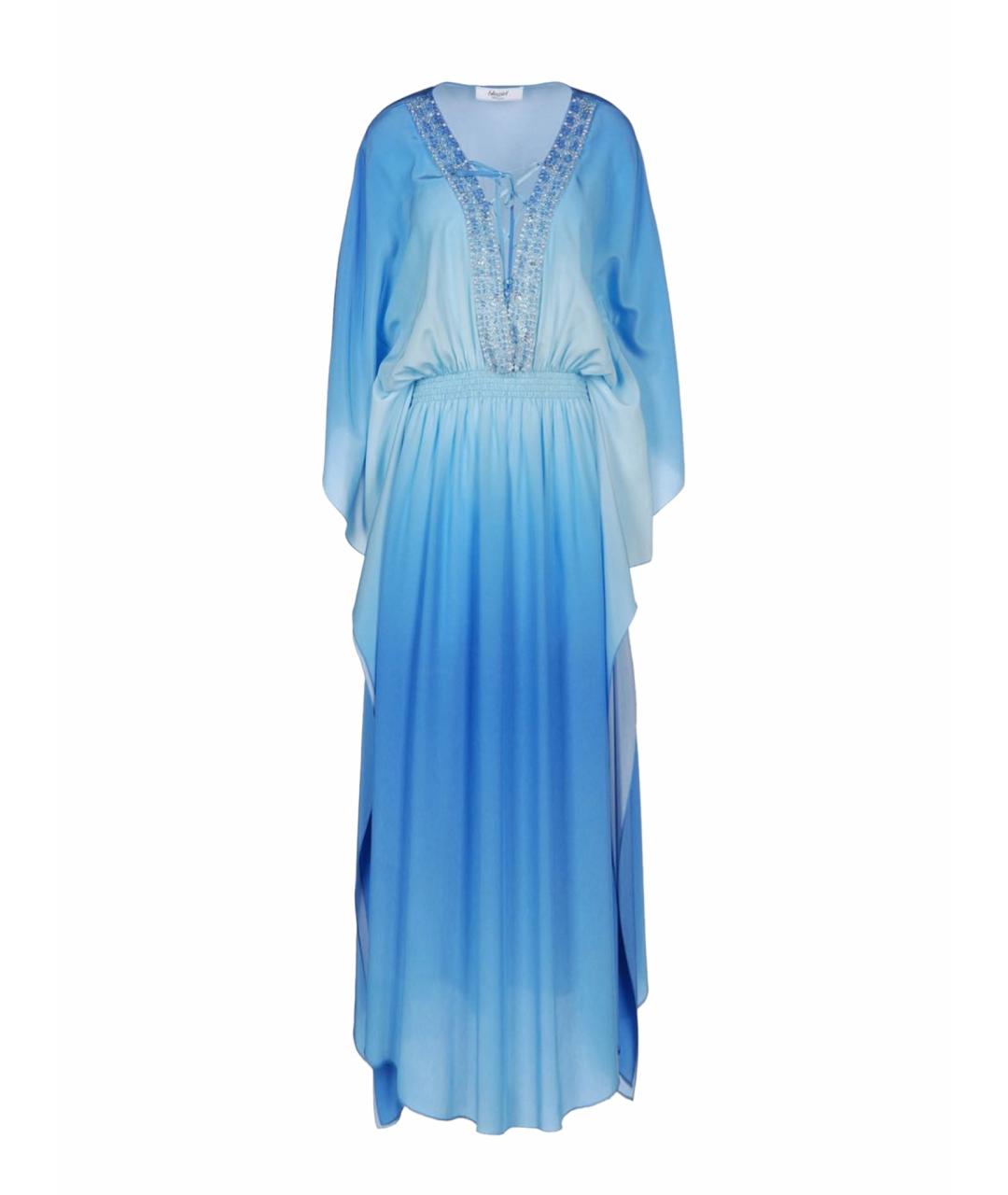 BLUMARINE Голубое шелковое коктейльное платье, фото 1