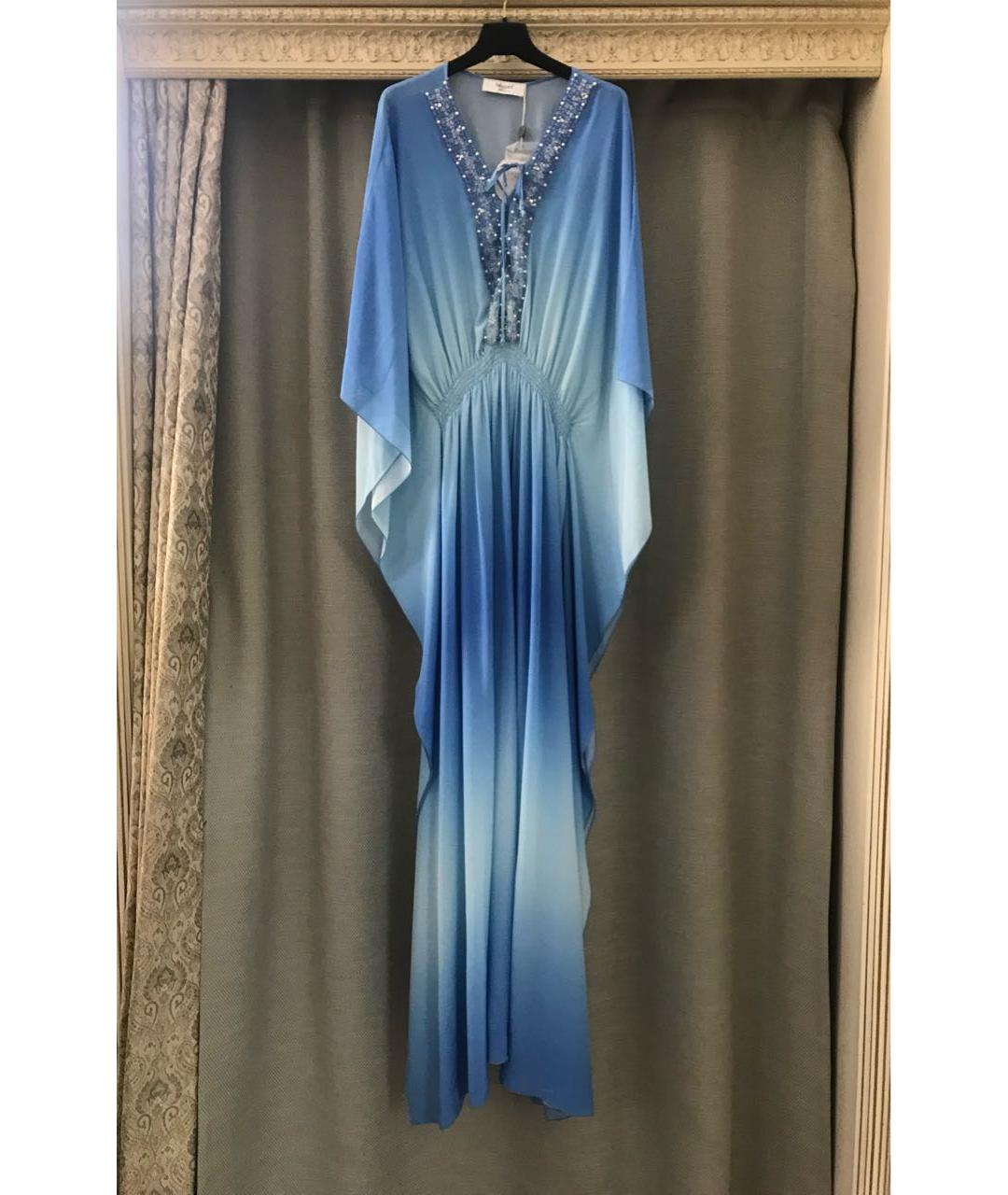 BLUMARINE Голубое шелковое коктейльное платье, фото 5