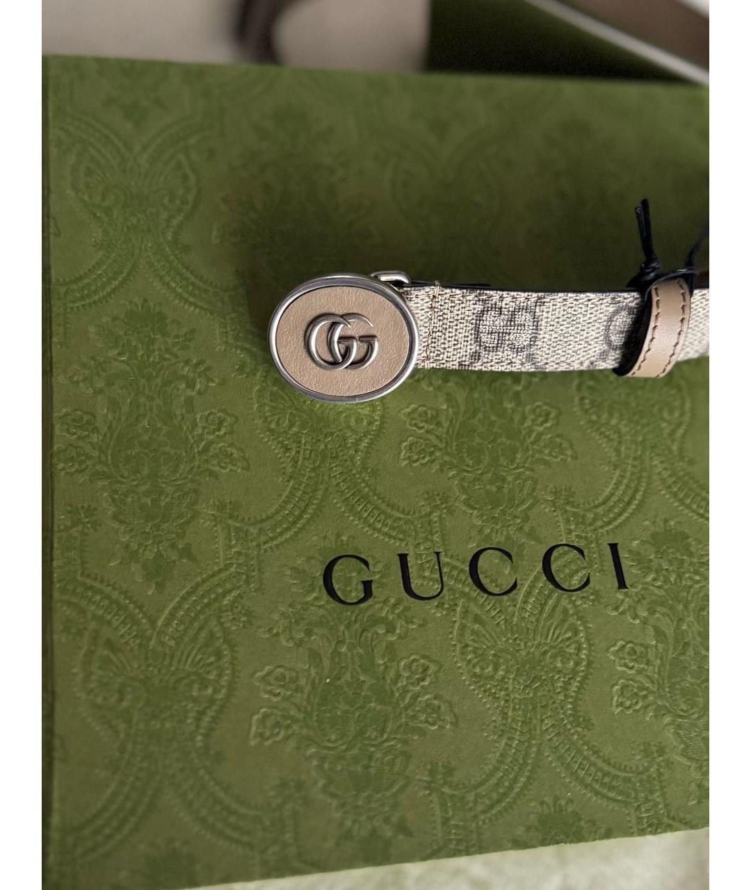 GUCCI Бежевый кожаный ремень, фото 2