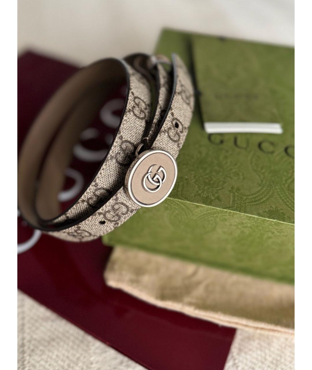 GUCCI Бежевый кожаный ремень, фото 4