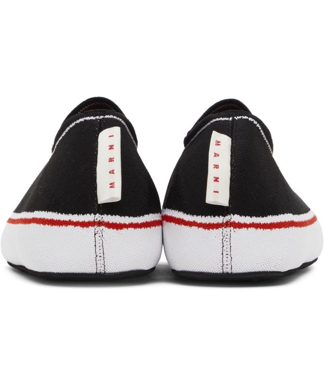 MARNI Черные текстильные низкие кроссовки / кеды, фото 3