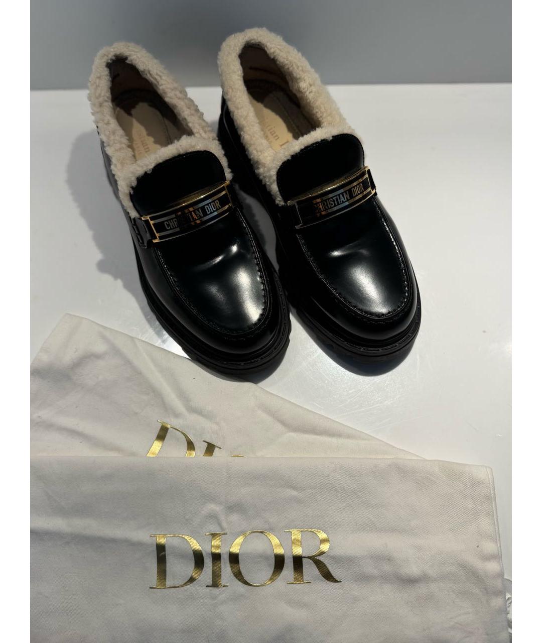 CHRISTIAN DIOR Черные кожаные лоферы, фото 3