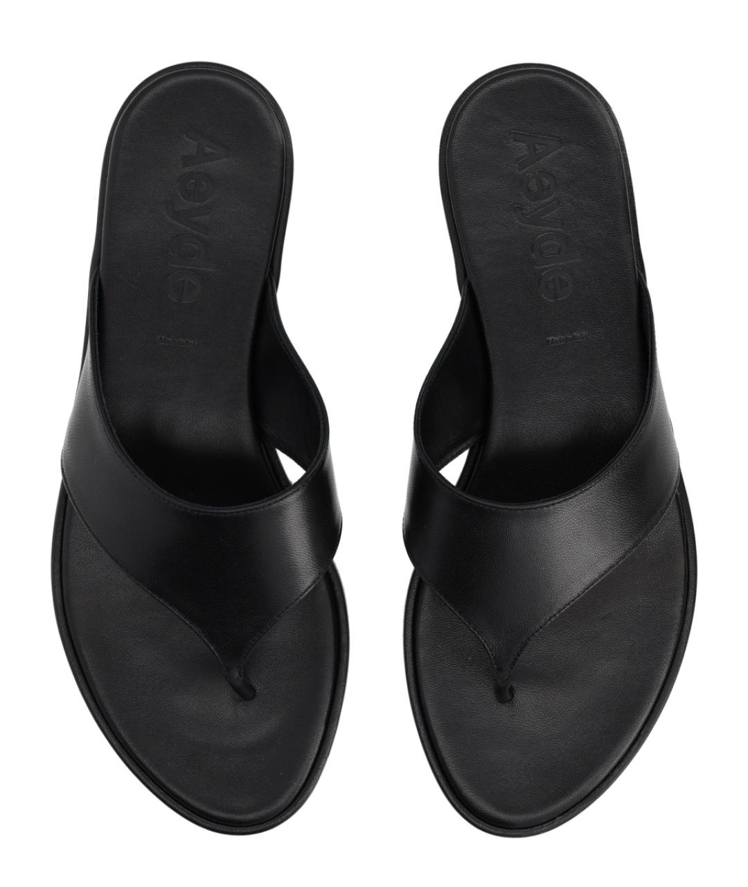 AEYDE Черные кожаные шлепанцы, фото 6
