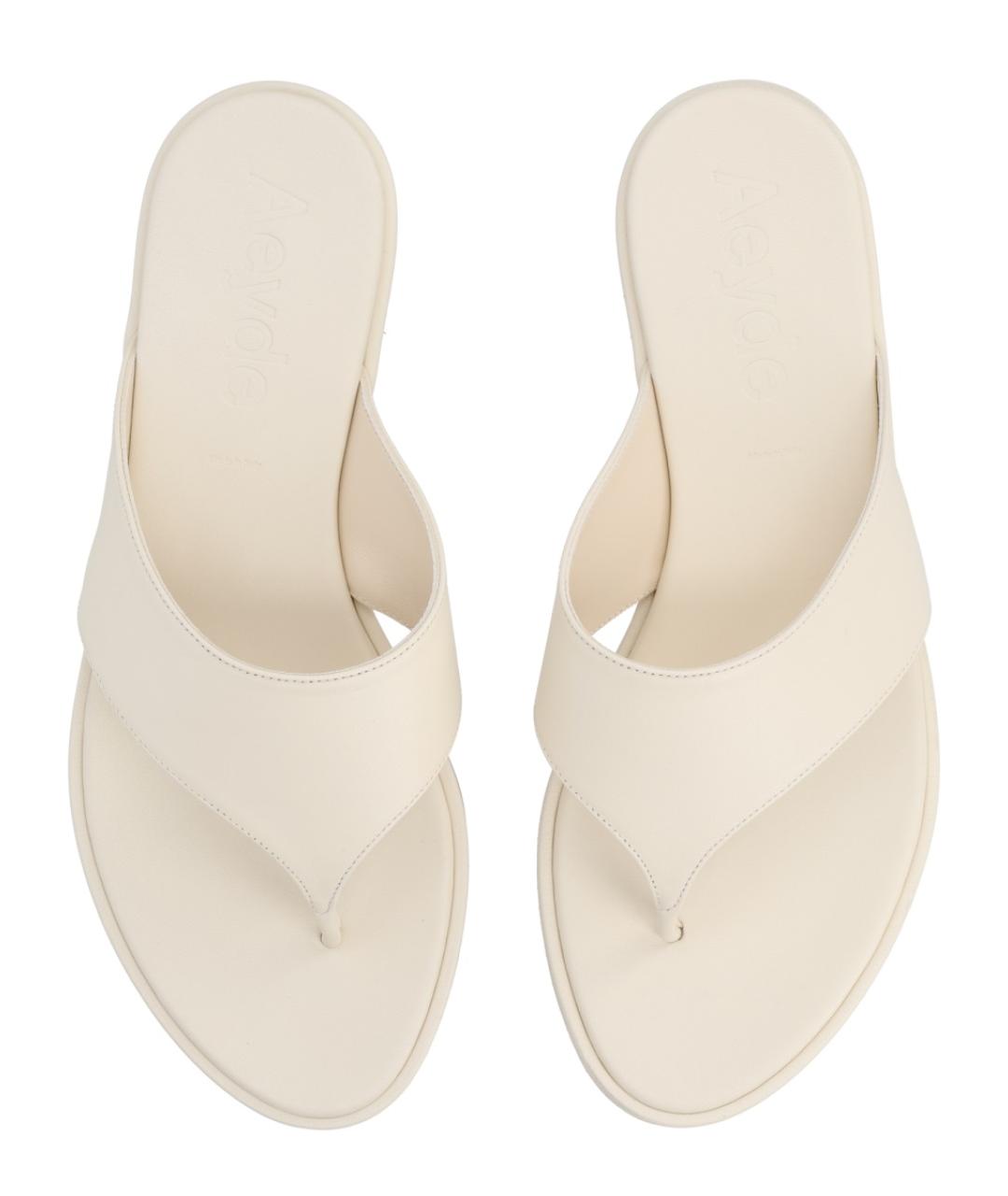 AEYDE Белые кожаные шлепанцы, фото 6