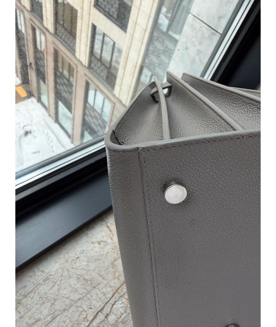 SAINT LAURENT Серая кожаная сумка тоут, фото 6