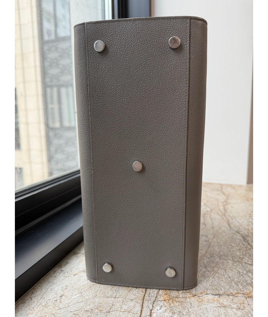 SAINT LAURENT Серая кожаная сумка тоут, фото 7