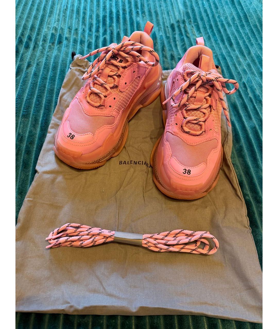 BALENCIAGA Розовые текстильные кроссовки, фото 4