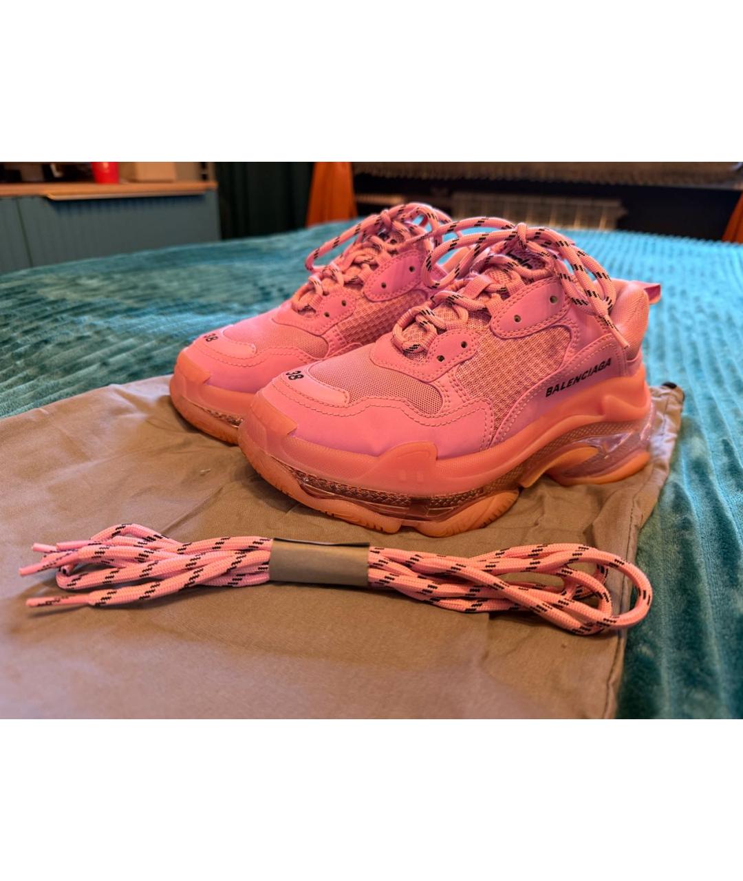 BALENCIAGA Розовые текстильные кроссовки, фото 3