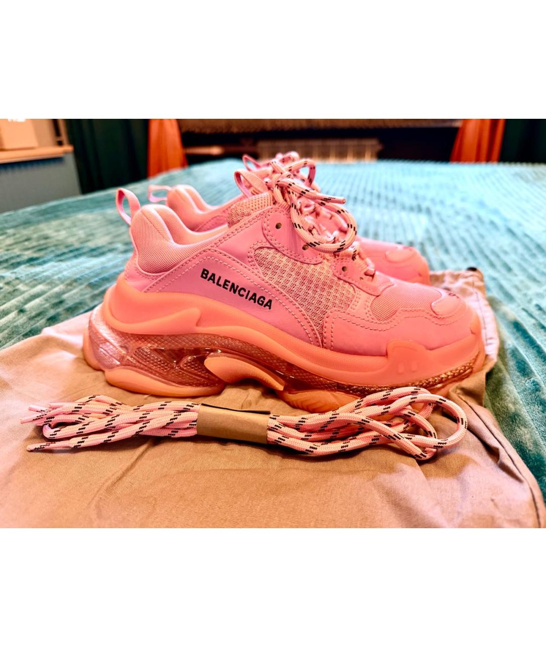 BALENCIAGA Розовые текстильные кроссовки, фото 9