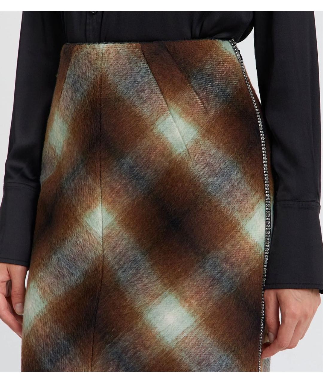 NO. 21 Коричневая шерстяная юбка миди, фото 4