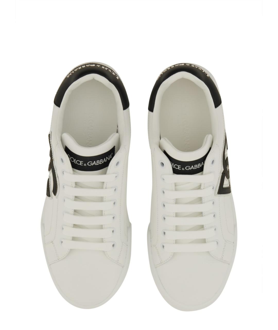 DOLCE&GABBANA Белые кожаные кеды, фото 4