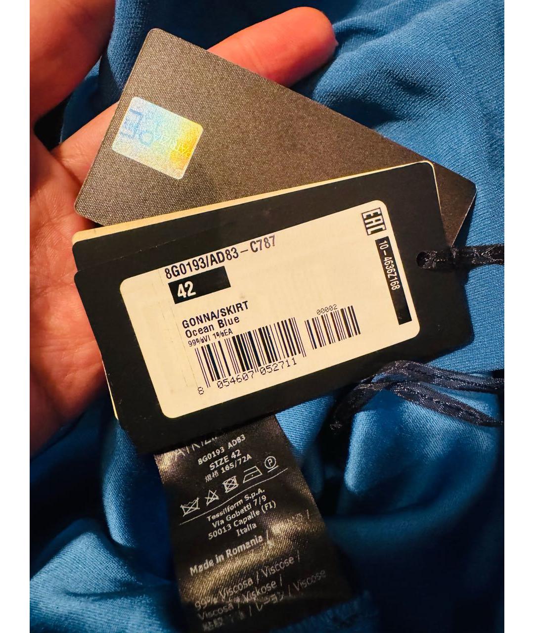 PATRIZIA PEPE Синяя хлопковая юбка мини, фото 4