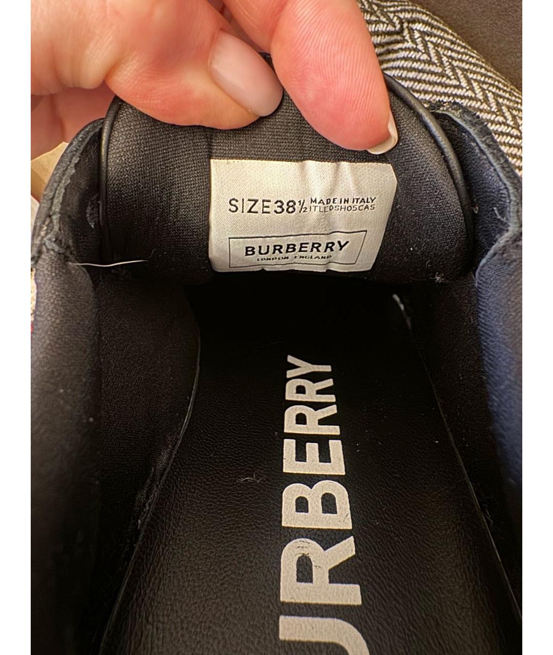 BURBERRY Черные кожаные кроссовки, фото 8