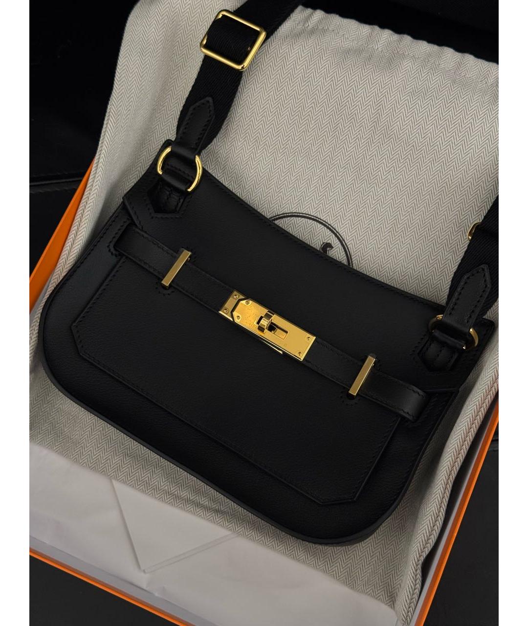 HERMES Черная кожаная сумка через плечо, фото 2