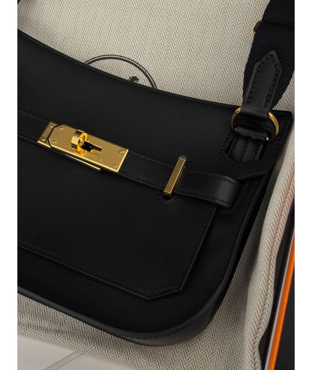 HERMES Черная кожаная сумка через плечо, фото 4