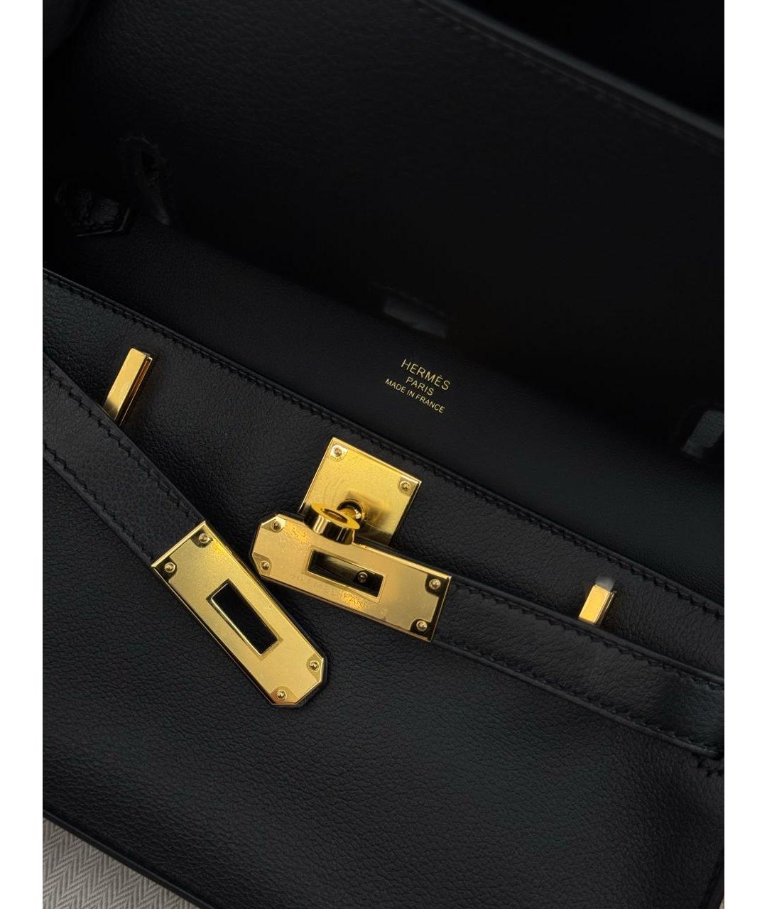 HERMES Черная кожаная сумка через плечо, фото 5
