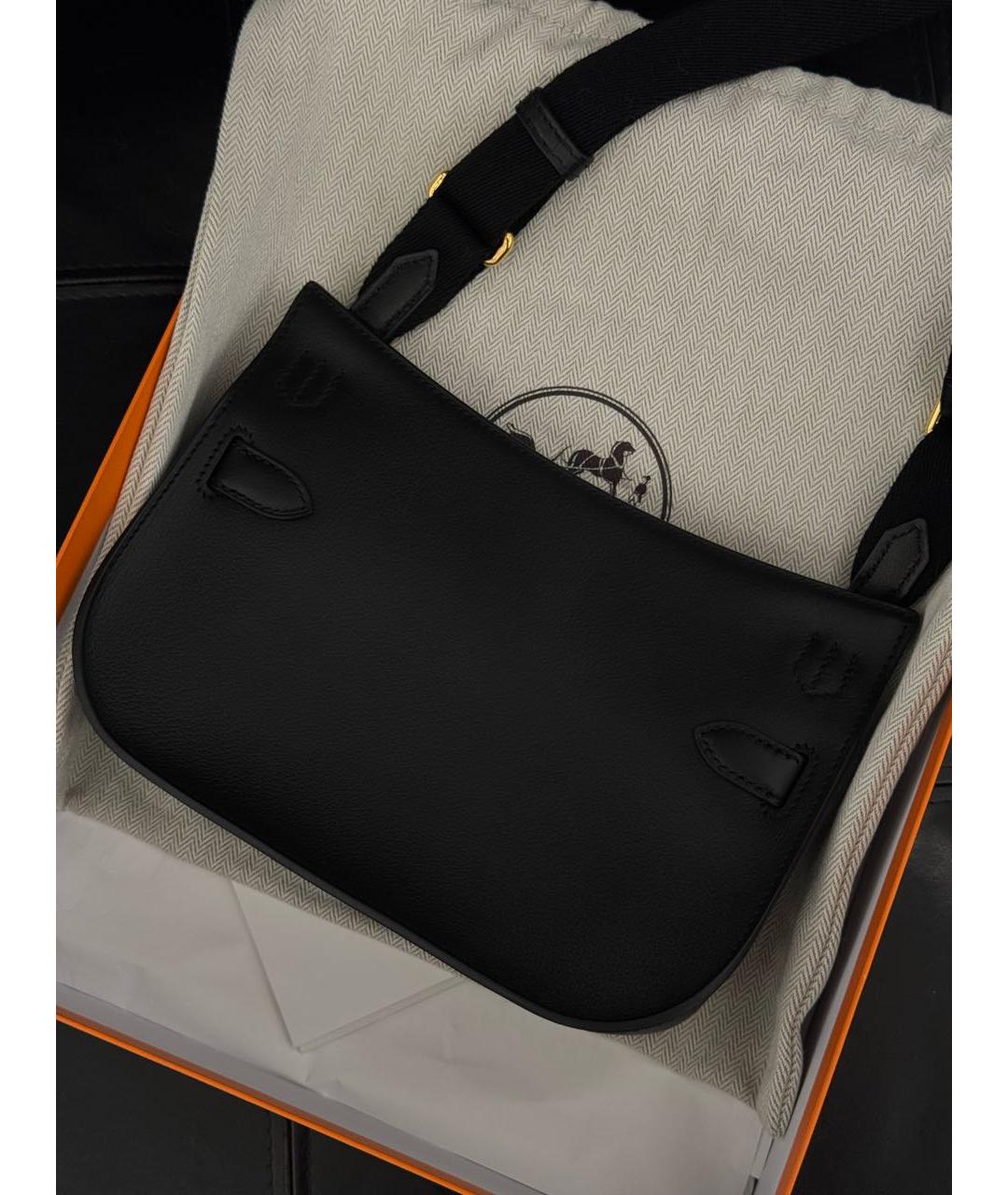 HERMES Черная кожаная сумка через плечо, фото 3