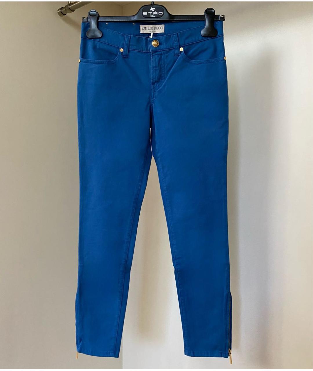 EMILIO PUCCI Синие хлопко-эластановые джинсы слим, фото 9